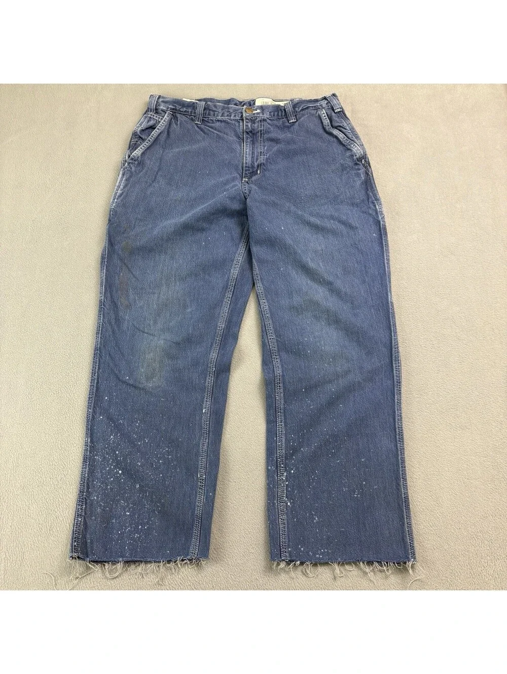 Vintage Carhartt Carpenter Denim Jeans Size 34 x 26 in. (Cut Cuffs) Dungaree Fit
